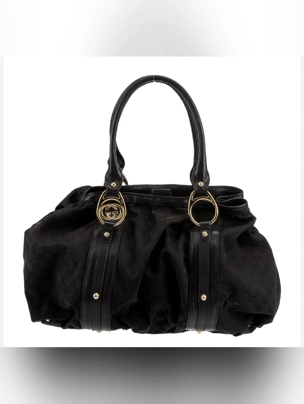 Gucci Black Canvas and Leather Interlocking Shoulder Bag - Picture 1 of 11